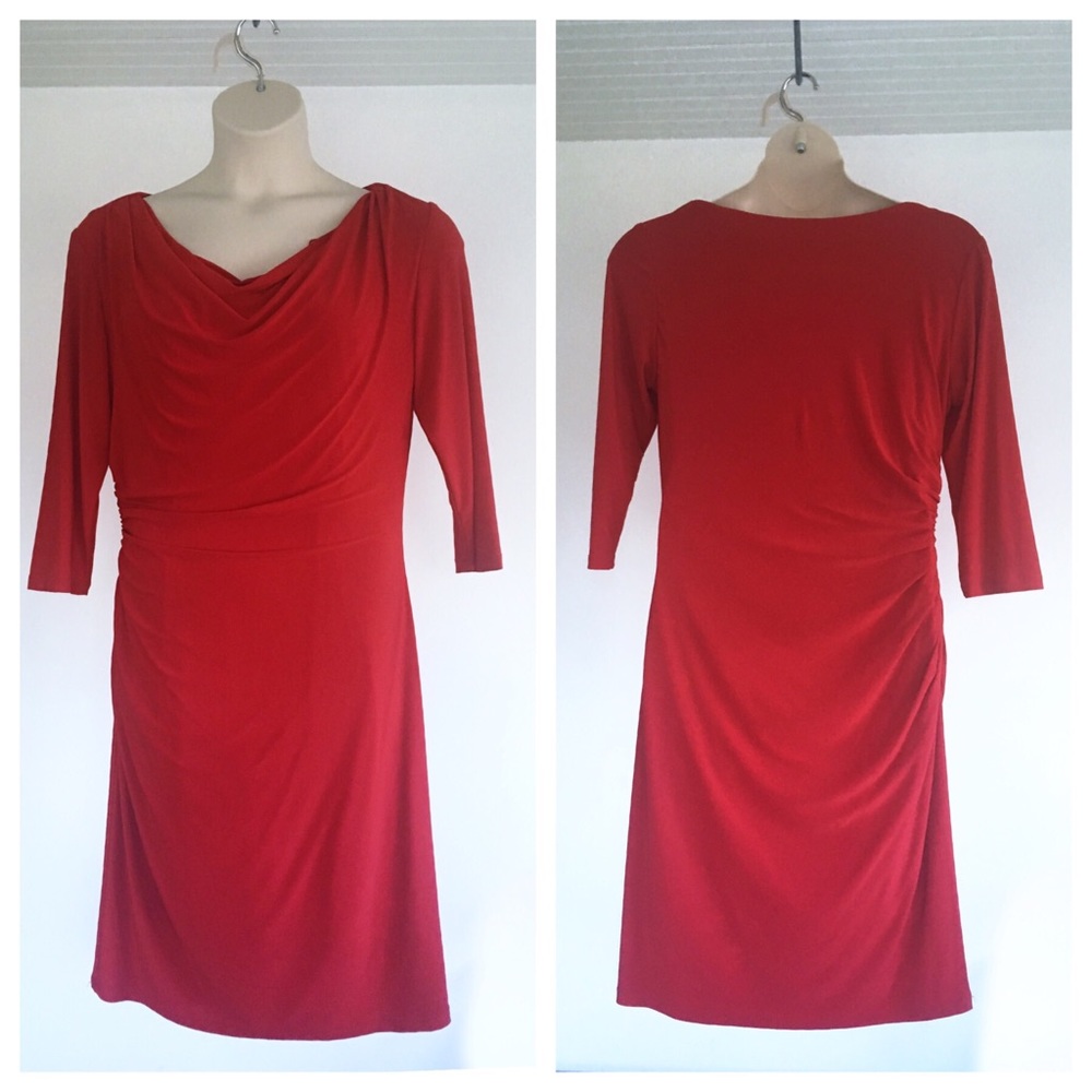 Ronni Nicole red cowl neck body con dress size 16